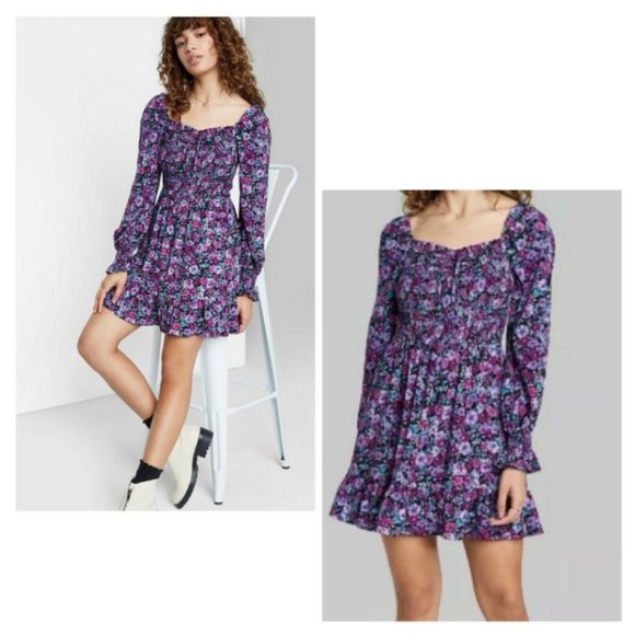 Wild Fable Dresses & Skirts - Wild Fable Top Short Dress Floral Purple Size XS
